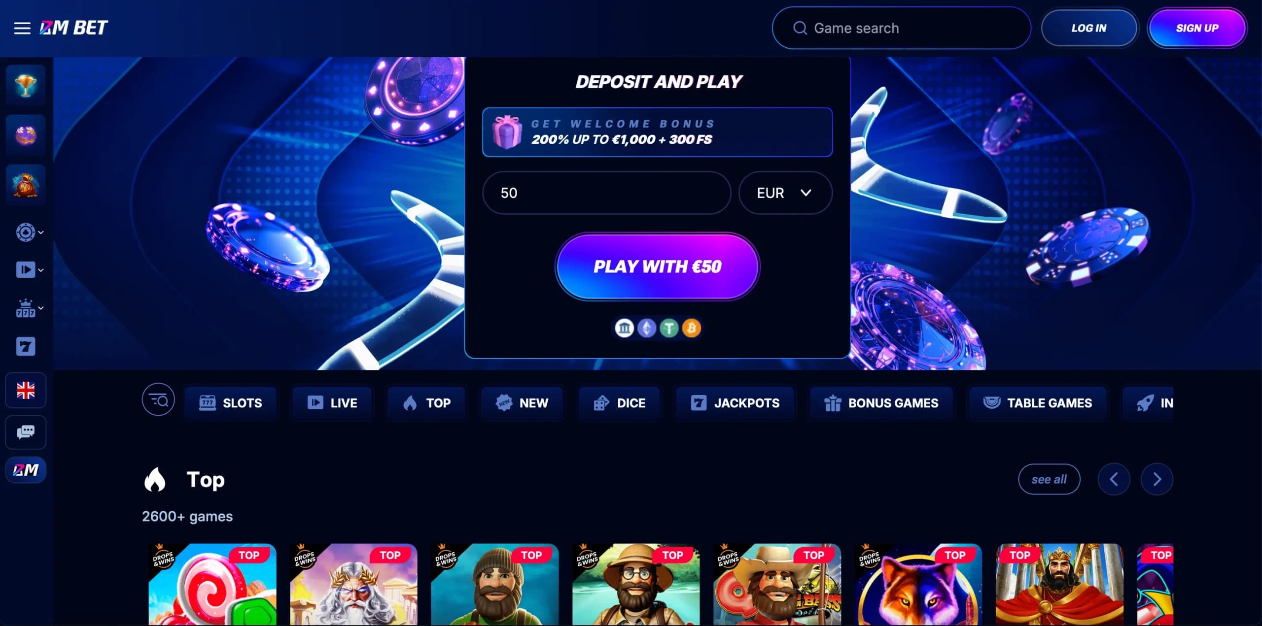 HunnyPlay Casino bonus center page showing the welcome pack promotion and site navigation menu
