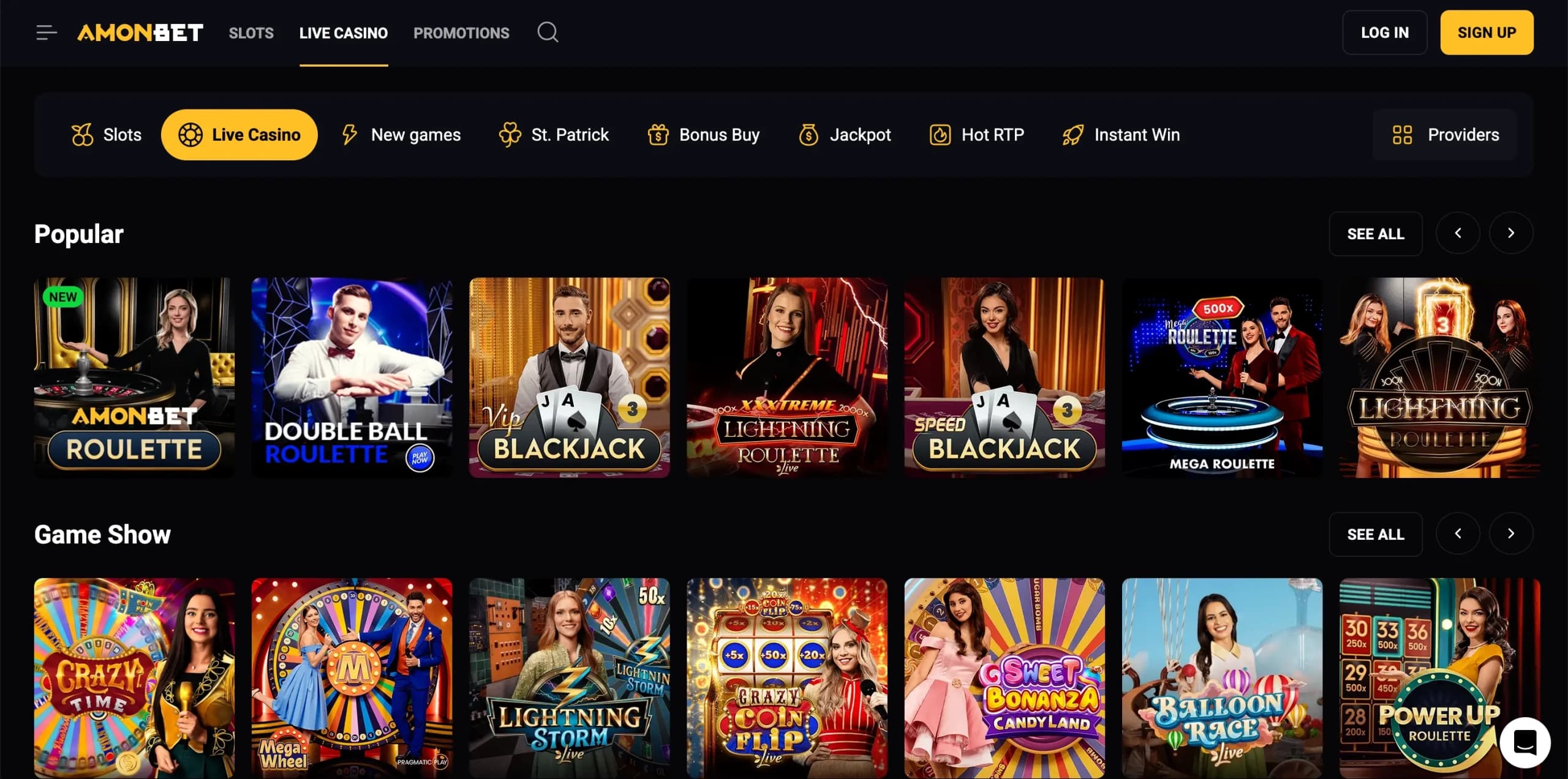 BillyBets Casino live casino lobby featuring real dealer roulette, blackjack, and game show tables with interactive streaming elements
