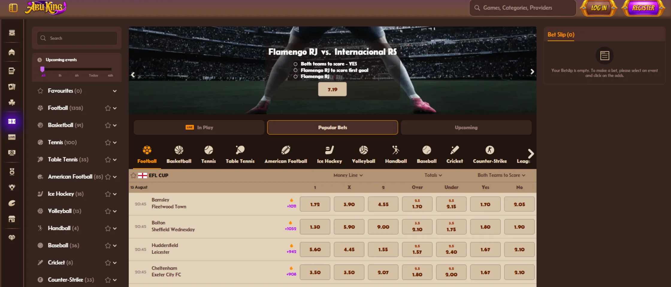 Abu King Sportsbook live betting and sports markets overview