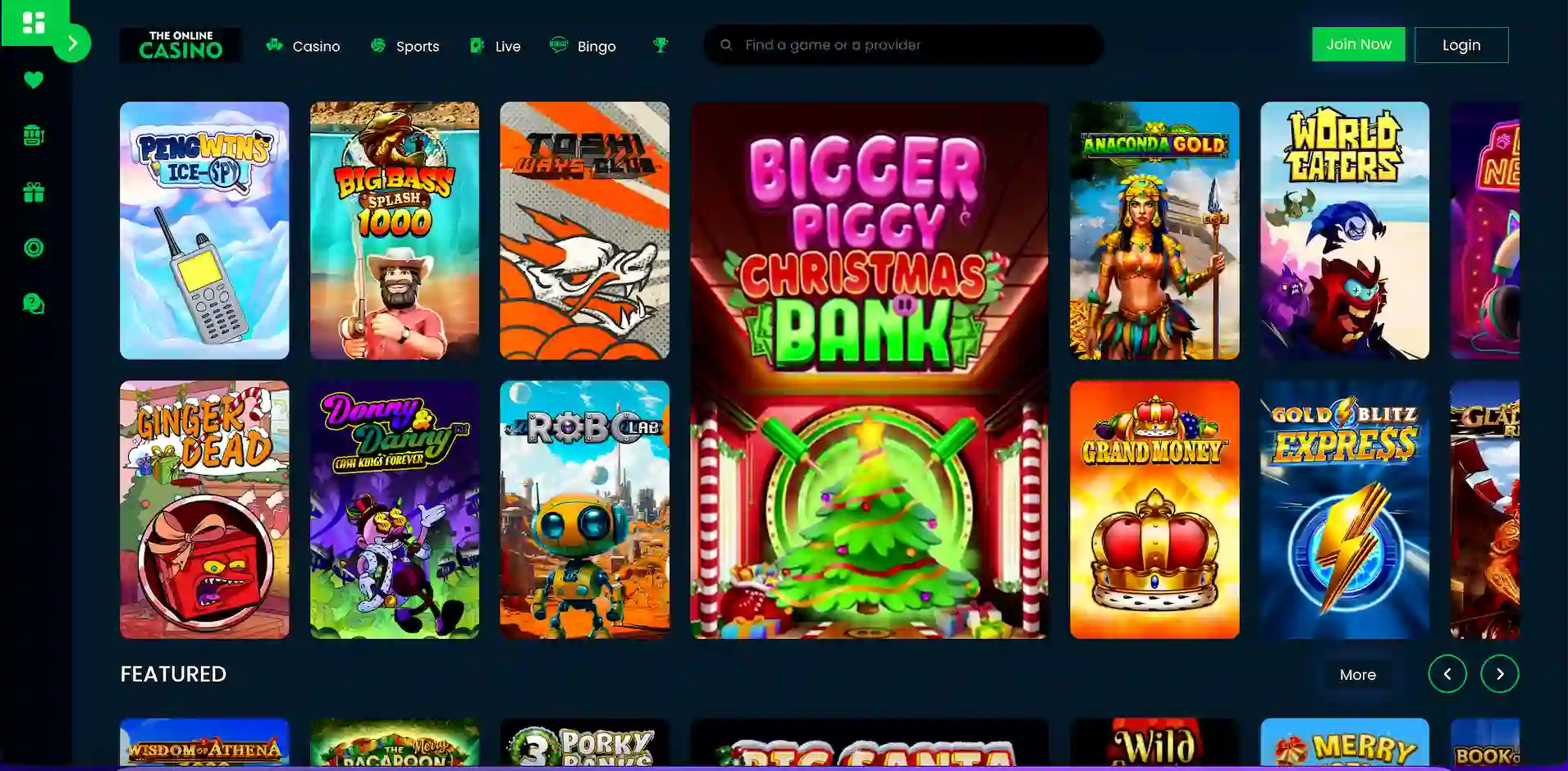 The Online Casino full game library displayed on mobile and desktop
