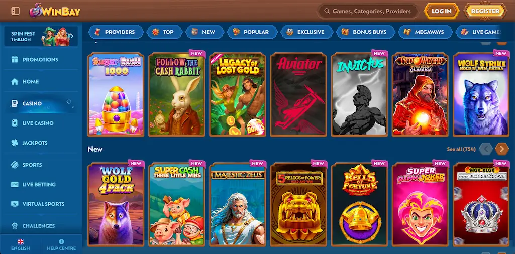 Winbay Casino full game selection displayed on desktop and mobile.