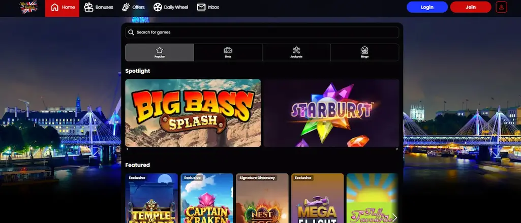 Win British Casino banking and payment methods overview