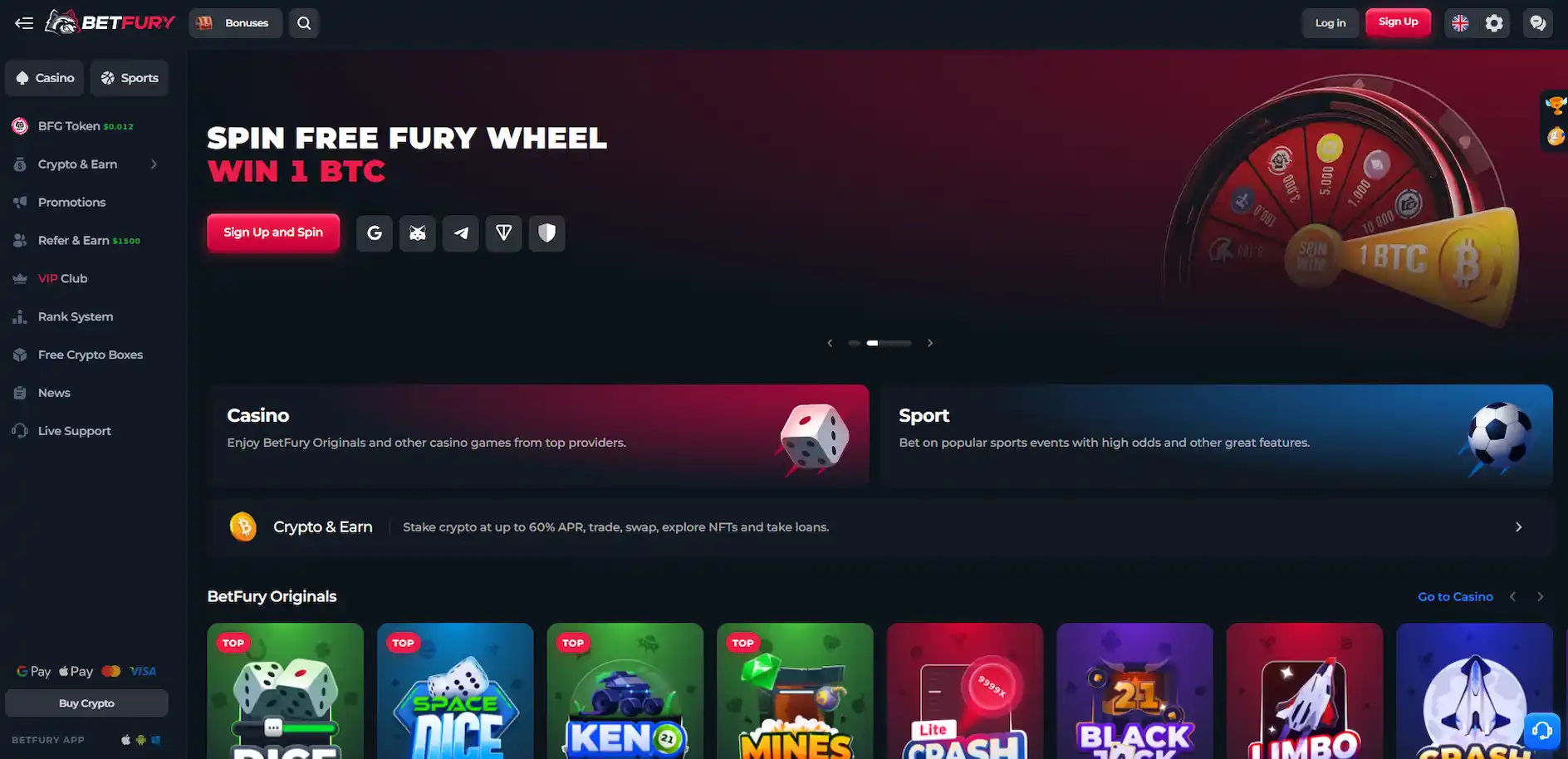 BetFury Casino official homepage for Canadian players