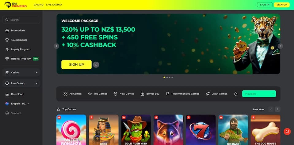 BetPRIMEIRO Casino official homepage for New Zealand players