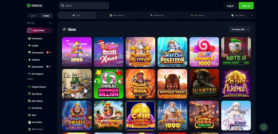 Bets.io Casino Lobby Showing Game Selection and Interface