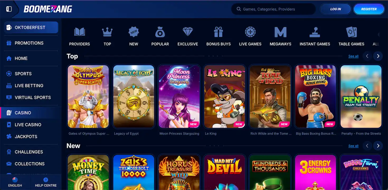 Boomerang-Bet Casino full game library for New Zealand players
