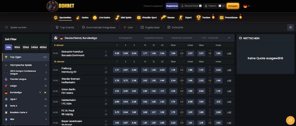 Sportwetten und Live-Wetten bei Donbet Casino