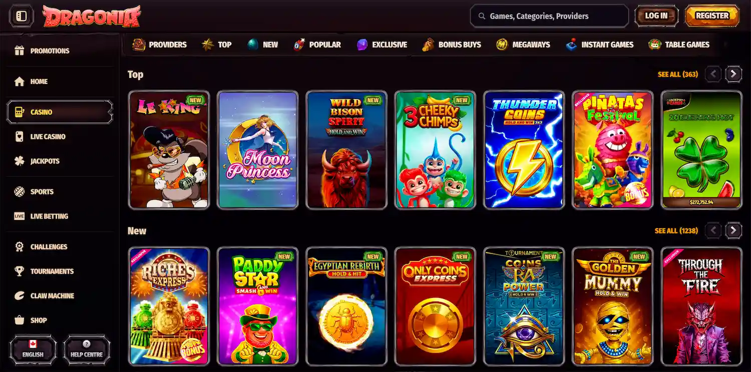 Dragonia Casino full game library overview for Canadian players