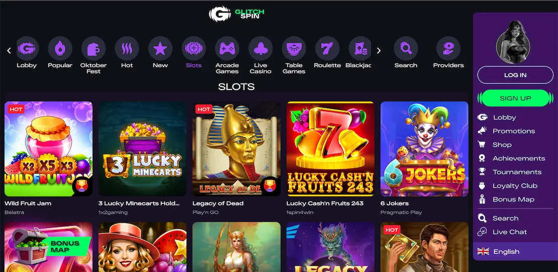 GlitchSpin Casino full game library overview for NZ players.