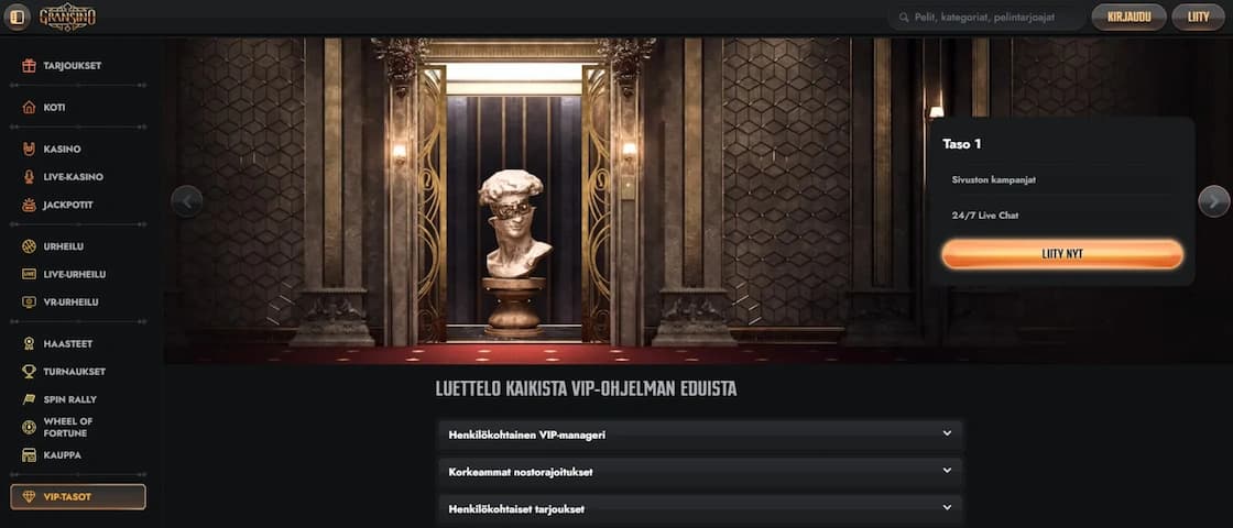 Gransino Casinon VIP-ohjelman tasot ja edut esiteltynä