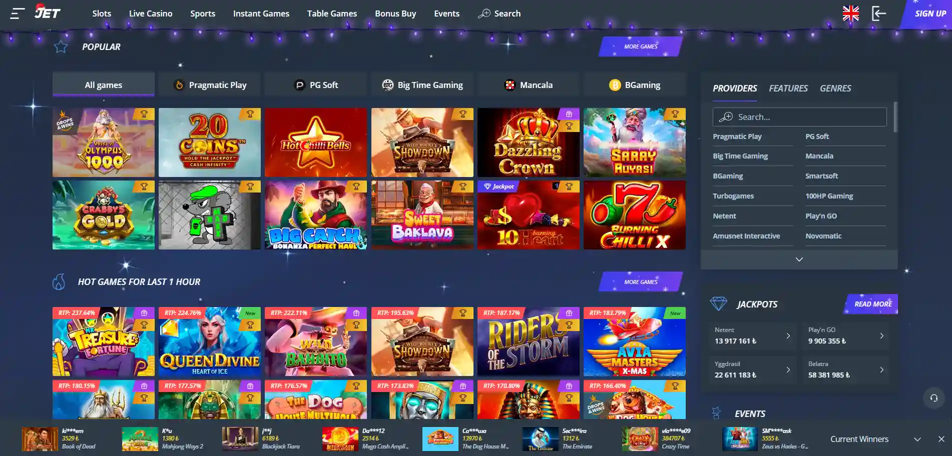 Jet Casinon kolikkopelit ja pelitarjonta