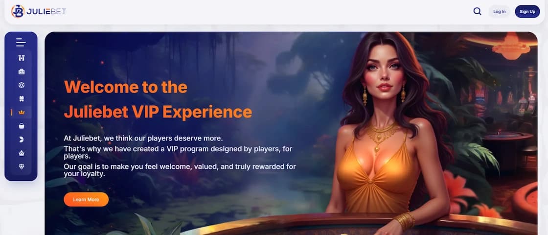 Juliebet VIP programme overview showing exclusive rewards and membership tiers