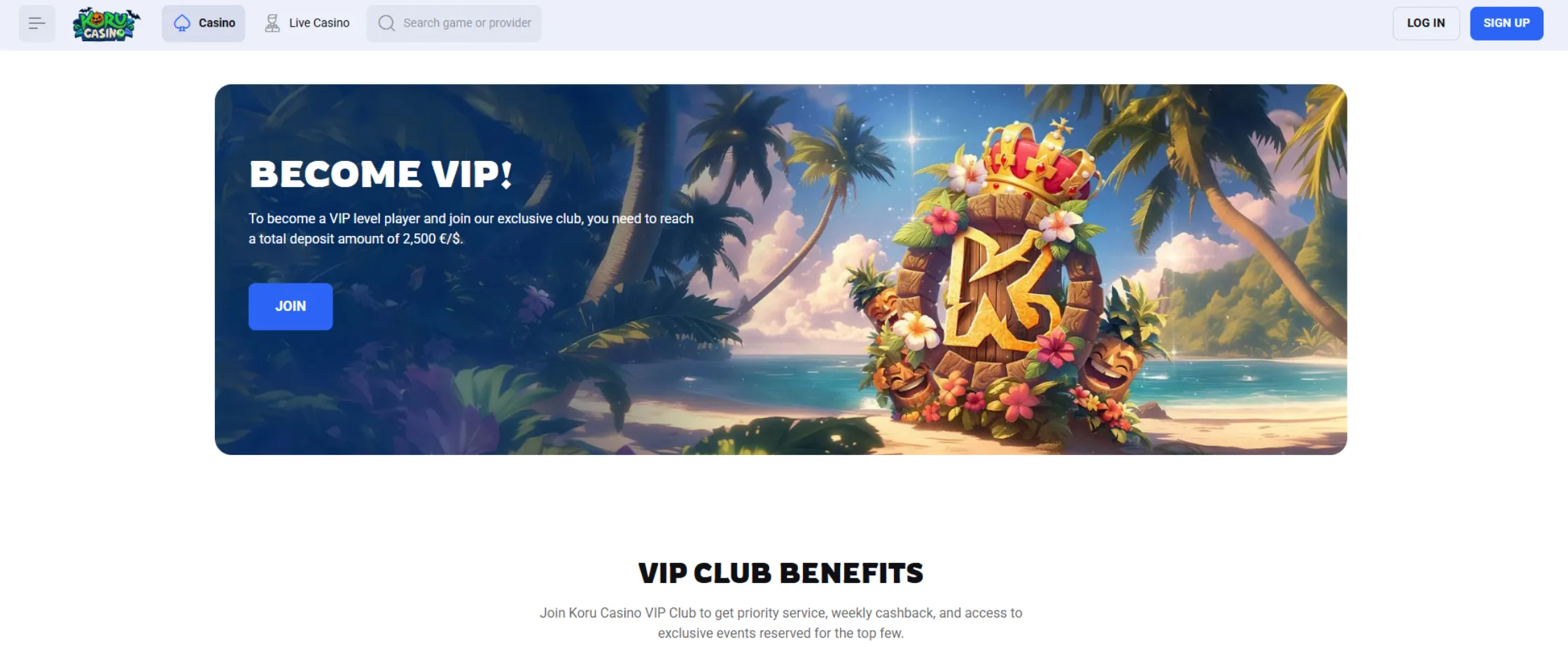 Koru Casino VIP loyalty program overview