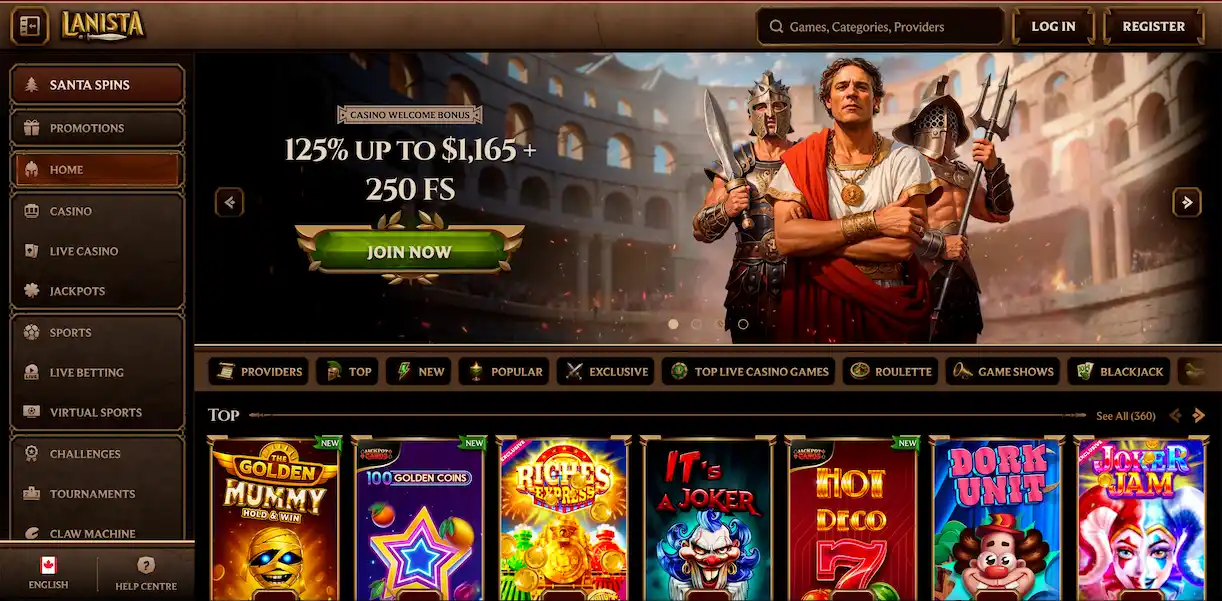 Lanista Casino official homepage for Canadian players