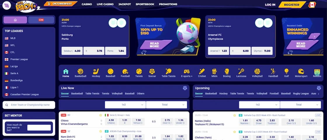 Mr.Pacho Sportsbook betting options for Canadian players