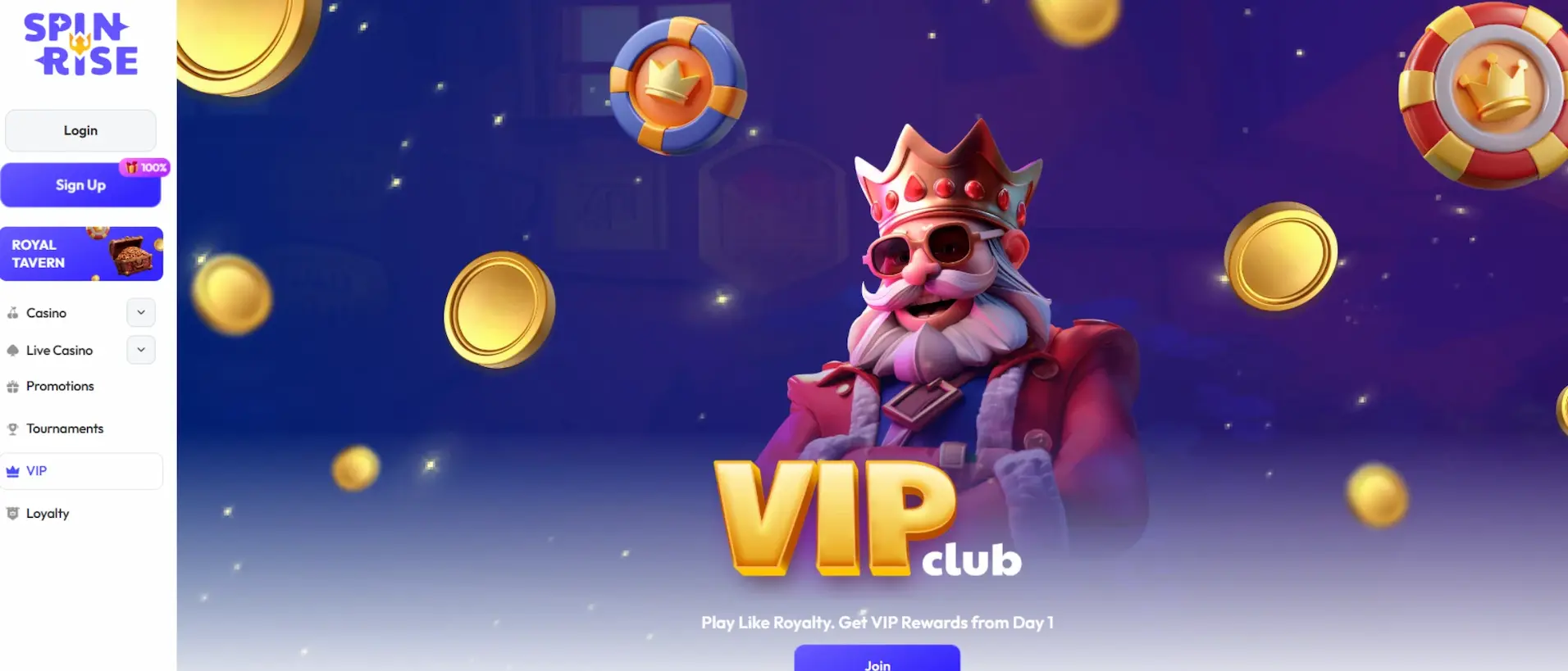 Spinrise Casino VIP Programme Banner for Canadian Players