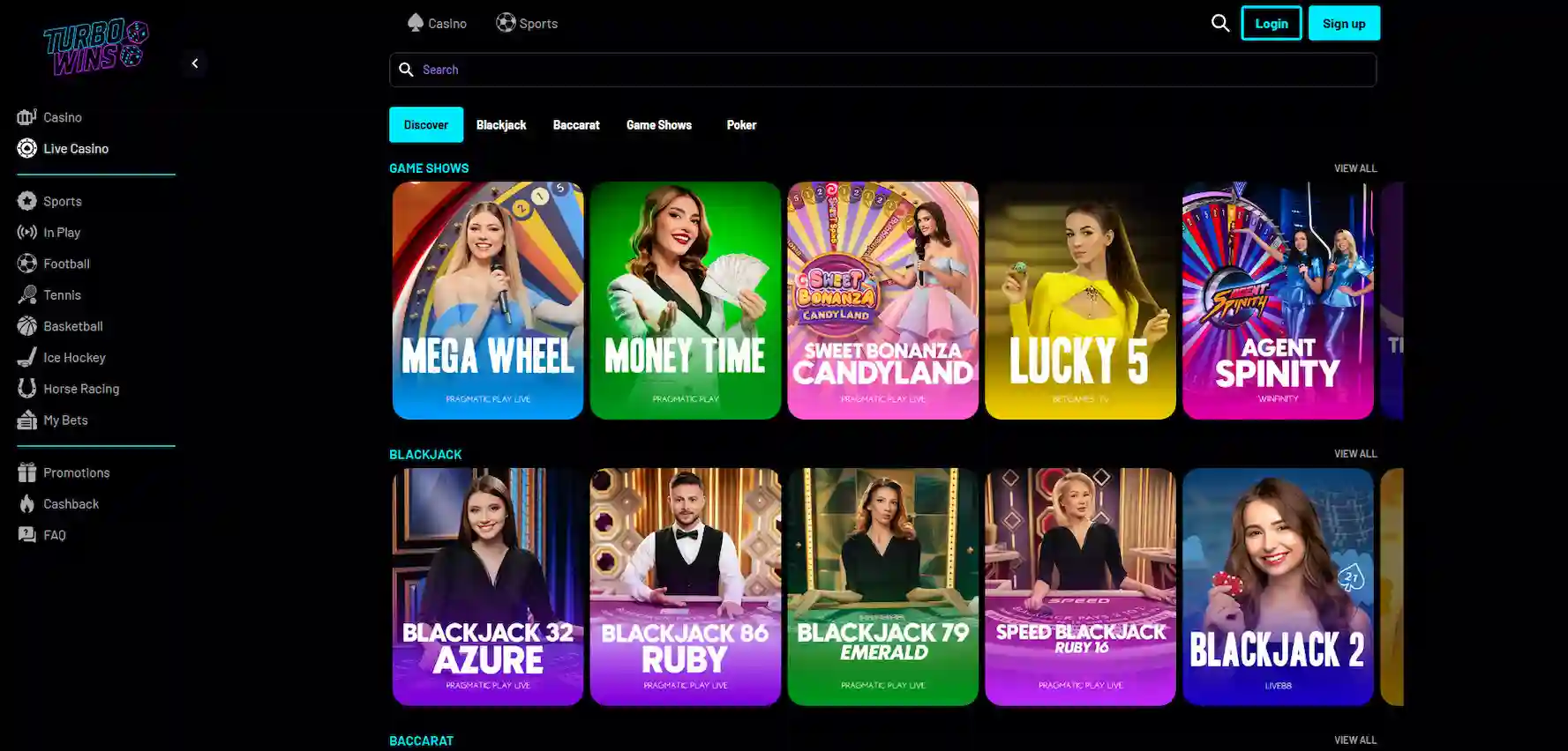 Turbo Wins Casinon live-kasino ja pöytäpelit suomalaisille pelaajille