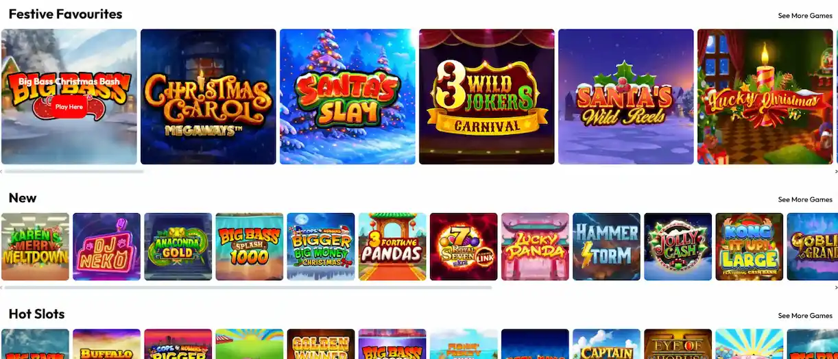 Screenshot of the Fruity Wins Casino game lobby showing available titles