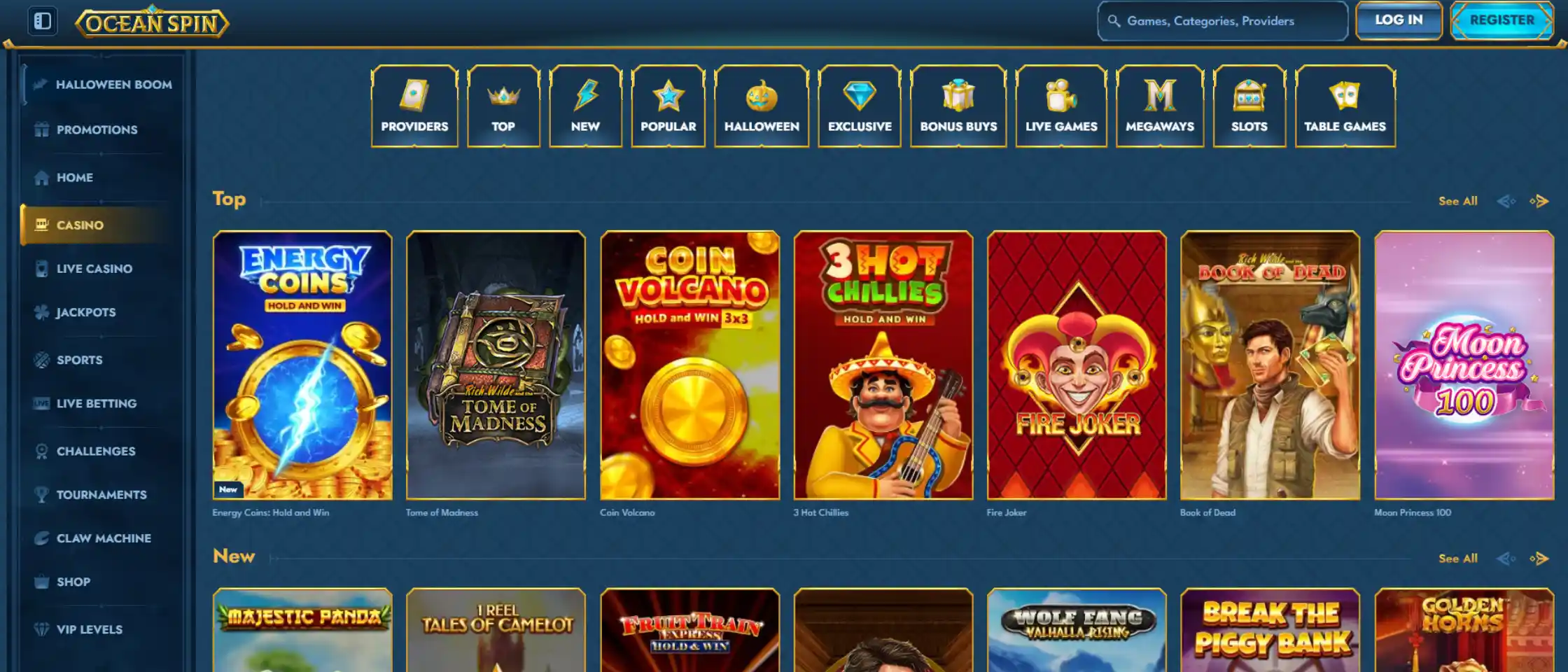 OceanSpin Casino extensive game library for Canadian players