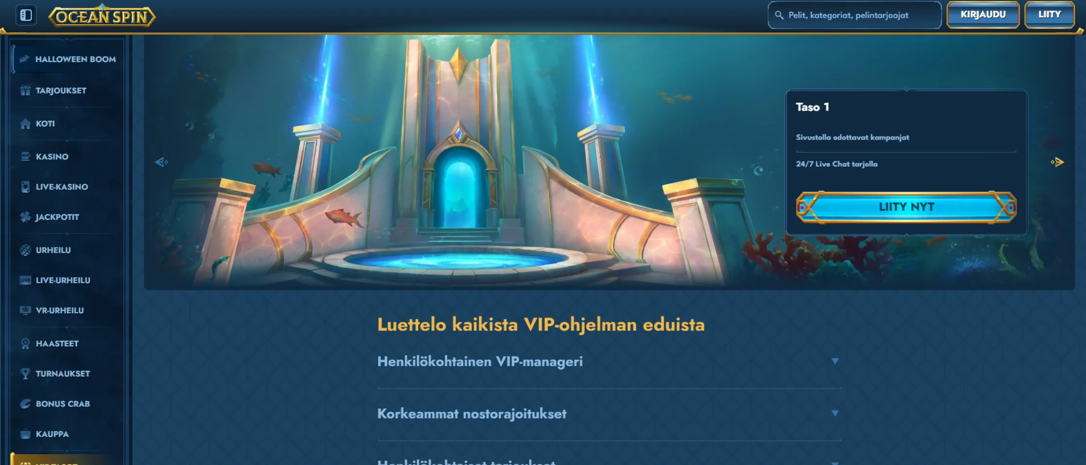 OceanSpin VIP-ohjelma ja edut suomalaisille pelaajille