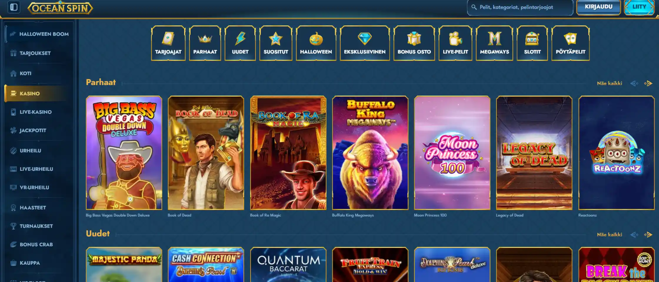 OceanSpin casinon pelivalikoima suomalaisille pelaajille