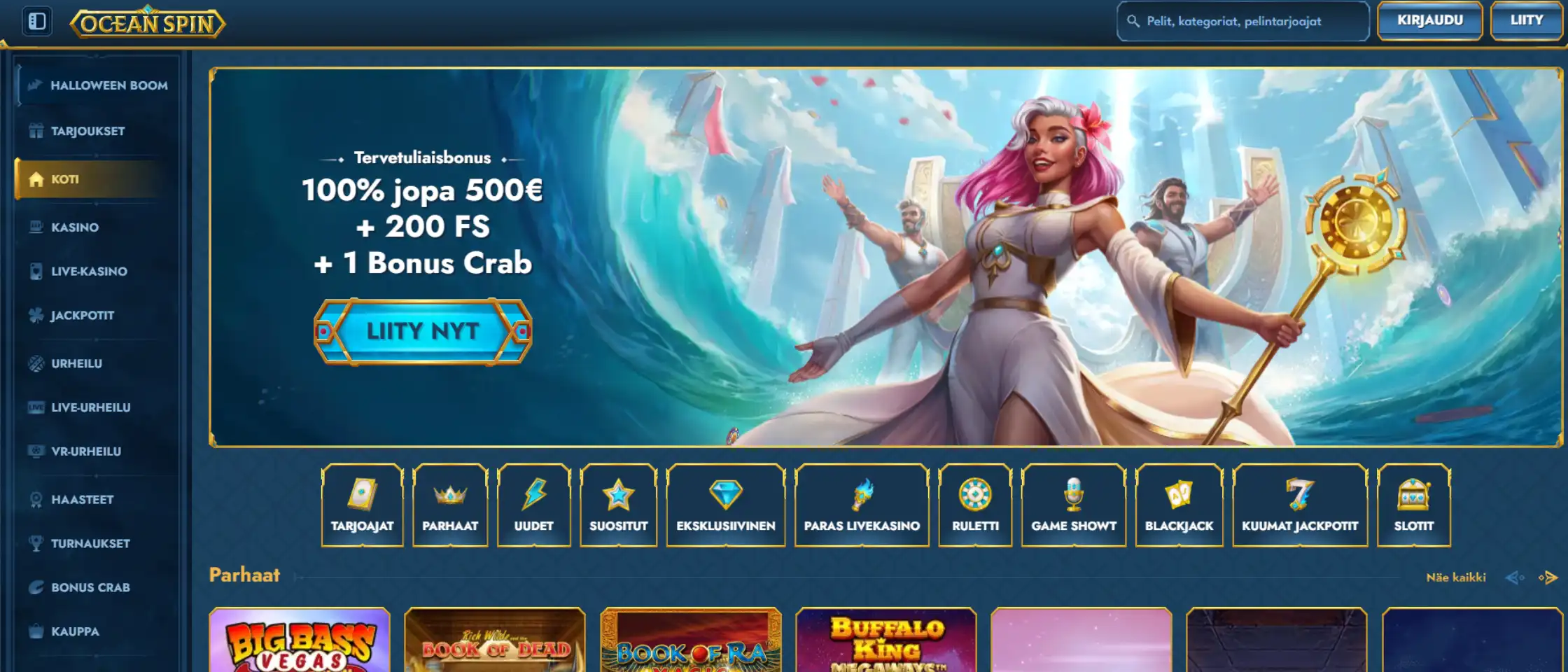 OceanSpin casinon etusivu suomalaisille pelaajille