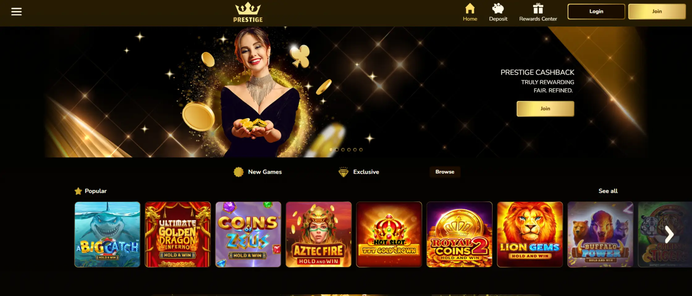 Prestige Casino mobile-friendly browser interface on a smartphone