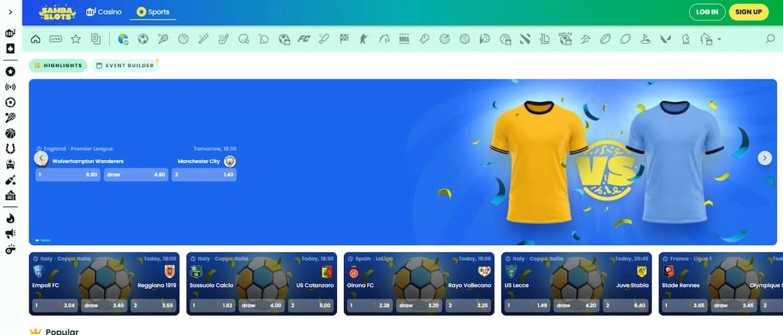 Samba Slots Casino banking and sportsbook options for Canadian players