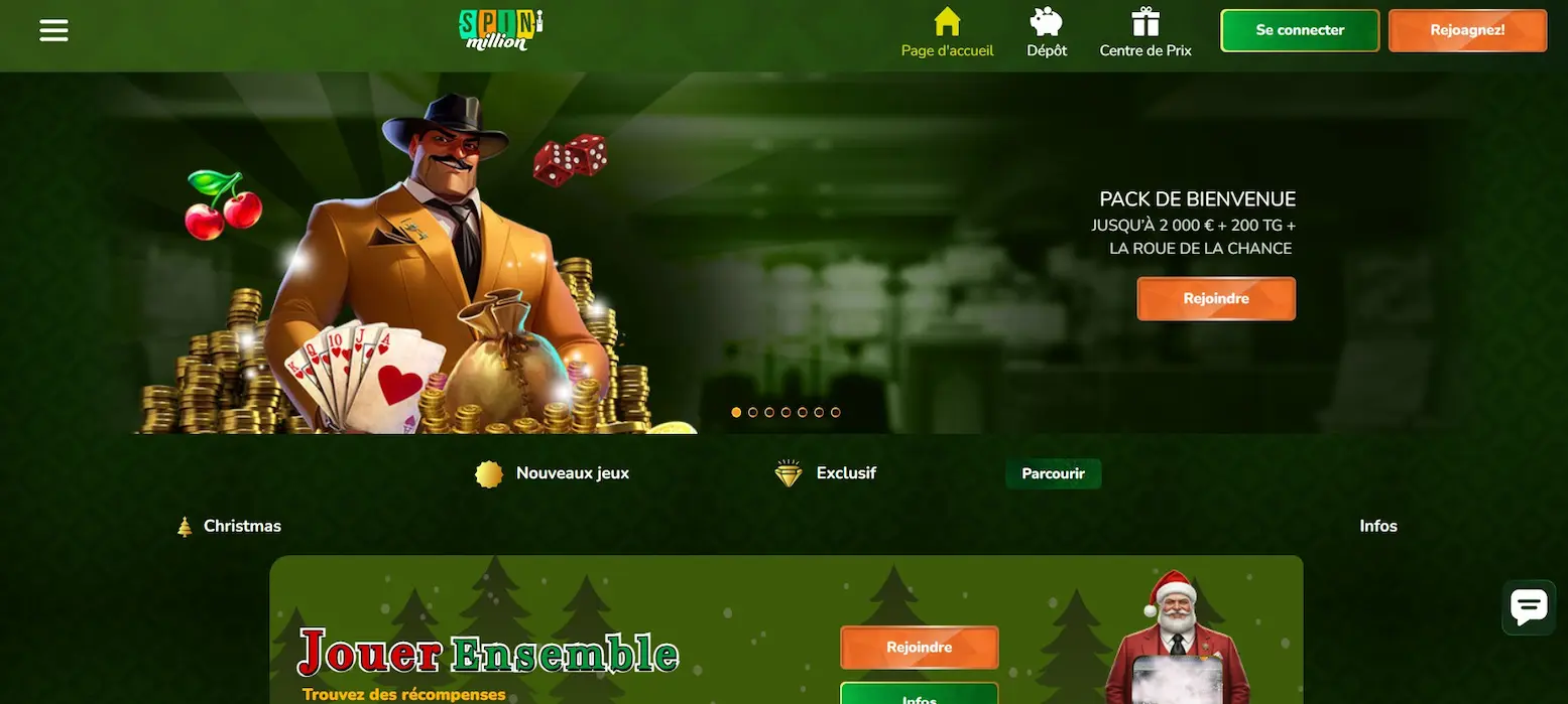 Page d'accueil du casino en ligne Spin Million