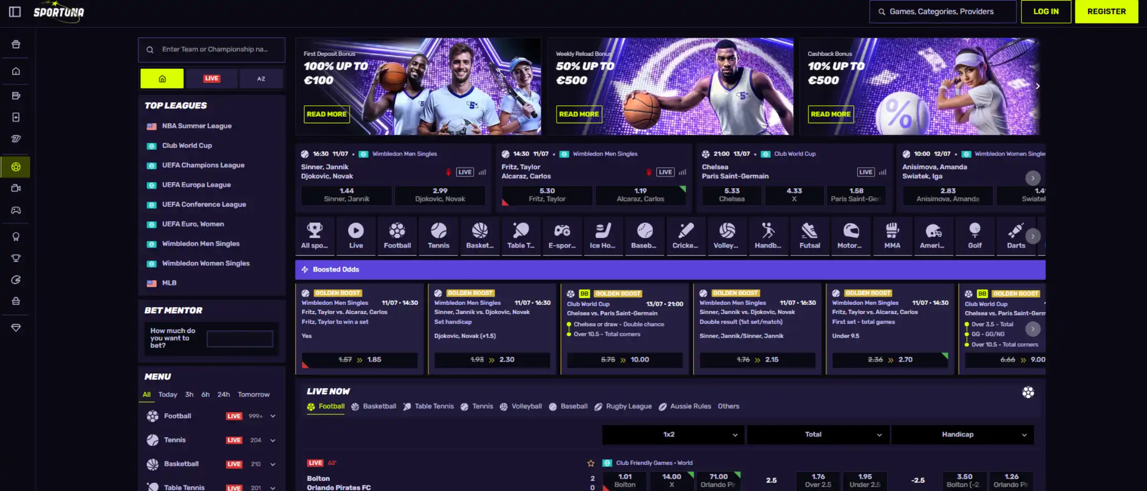 Sportuna live chat and email customer support options