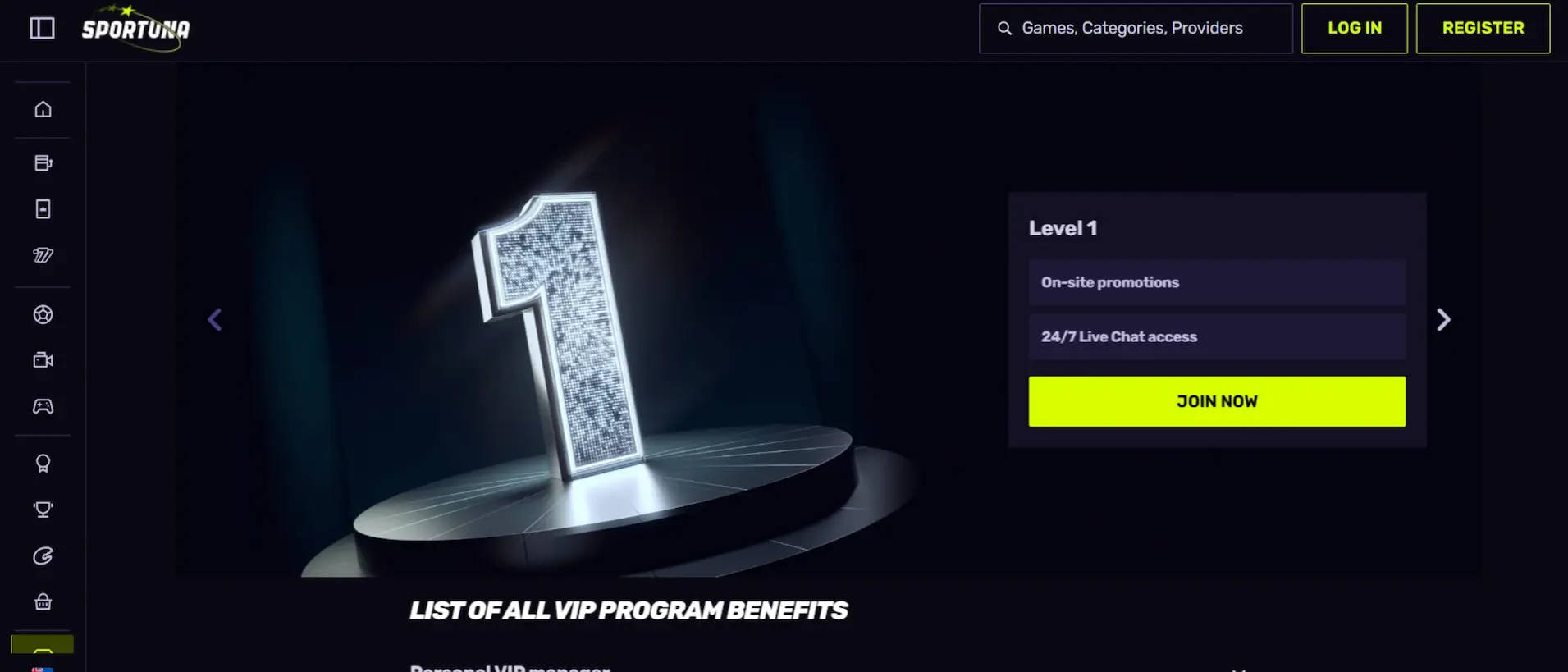 Sportuna Casino VIP Rewards Programme Banner