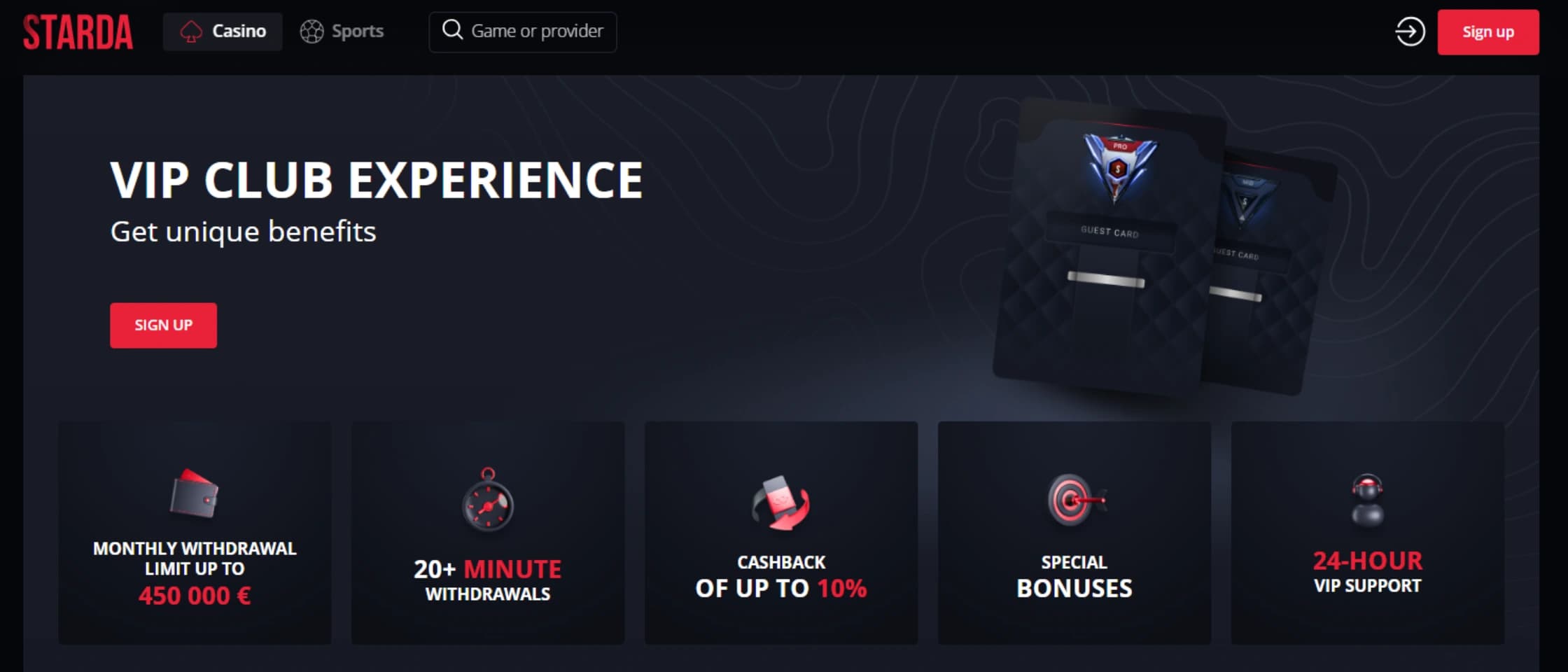 Starda Casino VIP Club loyalty program tiers