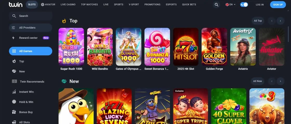 Wide selection of casino games available at Twin Casino