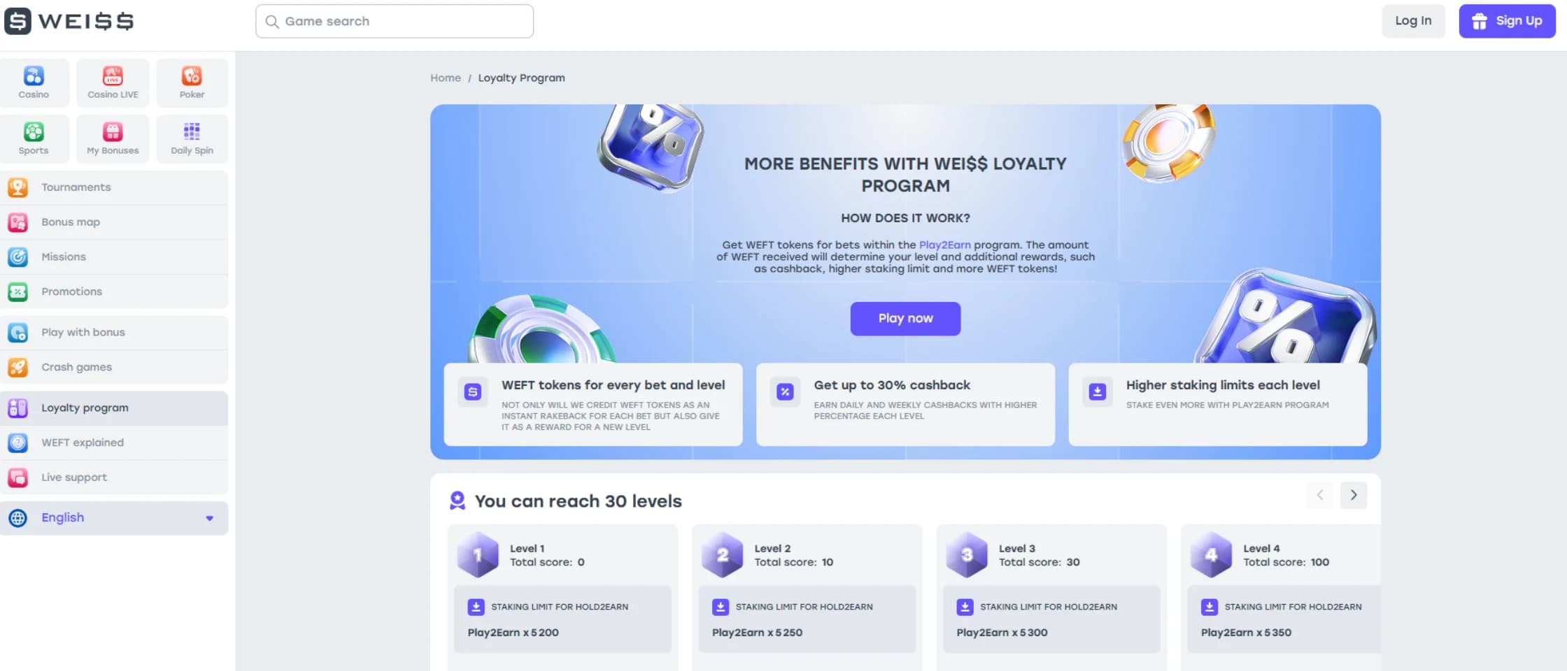 Weiss Casino VIP loyalty programme details for Canadian players