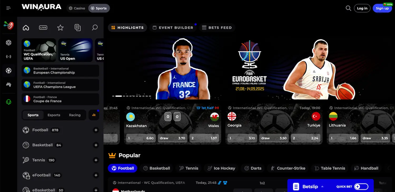 Section paris sportifs du casino Winaura